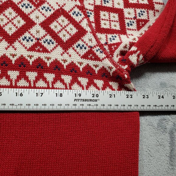 St John's Bay 1/4 Zip Ribbed Holiday Sweater White Red %100 Cotton Men Sz L - Picture 11 of 12